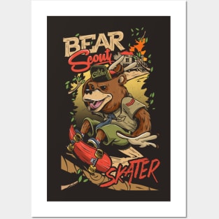 Bear Scout Skater Posters and Art